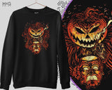 Freaky Halloween Jumper Spooky Hellfire Pumpkin Head, Halloween Sweatshirt Costume Funny Scary Horror Halloween Party Outfit Sweater Gift UK