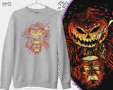 Freaky Halloween Jumper Spooky Hellfire Pumpkin Head, Halloween Sweatshirt Costume Funny Scary Horror Halloween Party Outfit Sweater Gift UK