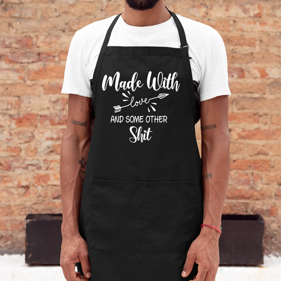 Funny Apron Gift, Made With Love and Some Other Shit, Apron for Women, Aprons for her, Baking Cooking Gifts, Apron Bib With Pockets UK