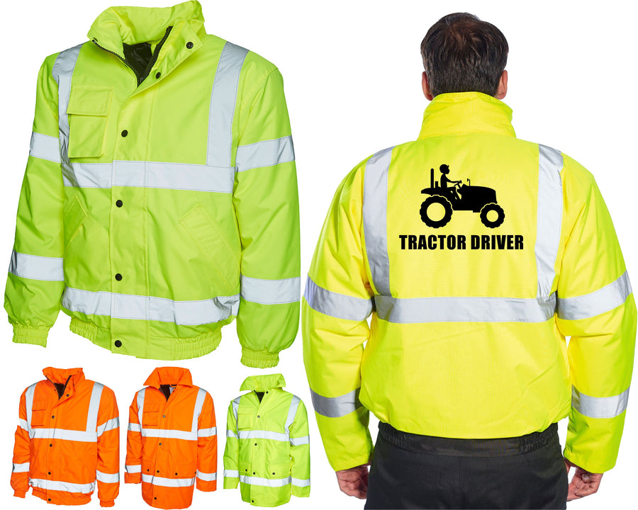 Tractor Driver High Visibility Jacket, Hi Vis Viz Farmer Coat, Farm Agriculture Farming Work Workwear Labour, Visibility Coat Fleece UK