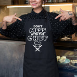 Don't Mess With The Chef Apron, Funny Men's Apron, Apron for Women, Kitchen Gifts, Cooking Gifts, Chef Gifts, BBQ Party, Unisex Apron