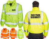 Car Park Security Hi Vis Viz Jacket High Visibility Bomber Road Safety Parking Security Guard Men's Parking Attendant Reflective Fleece Coat