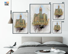 Watercolour Islamic Art Ramadan Eid Posters, 3 Islamic Holy Places, Masjid Al Haram, Masjid An-Nabawi, Masjid Al Aqsa, Wall Art Poster