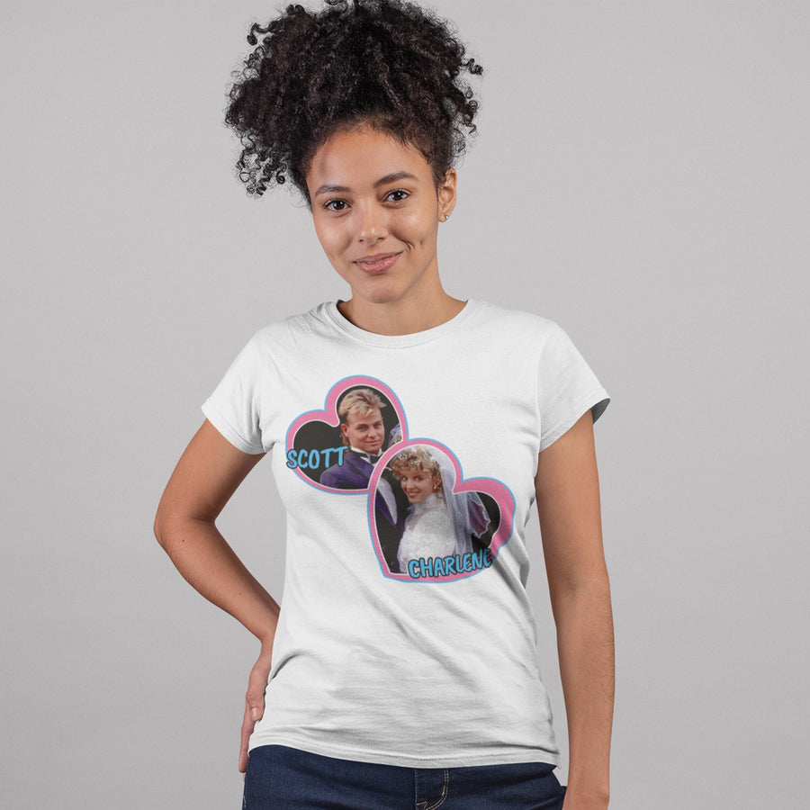 Scott and Charlene Wedding T-shirt, Funny Neighbours Inspired, Retro Vintage Rock Band 80's 90's Gift Shirt, Men Women Ladies Tee Top