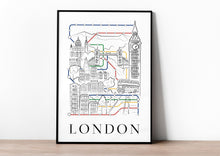 LONDON POSTER, London Wall Art, London Print, London Skyline, London Gifts, London Decor, London Living Room, London Underground Art Poster