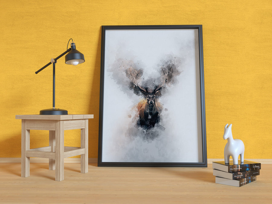 Watercolour Deer Poster Portrait Styled Large Wall Art Poster Perfect Gift Home Decor, Premium Quality, Animal Poster Print from A4 - A0