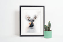 Watercolour Deer Poster Portrait Styled Large Wall Art Poster Perfect Gift Home Decor, Premium Quality, Animal Poster Print from A4 - A0