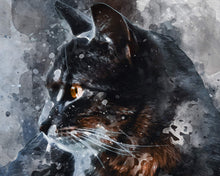 Watercolour Cat Poster Portrait Styled Large Wall Art Poster Perfect Gift Home Decor, Premium Quality, Animal Poster Print from A4 - A0