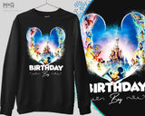 Disneyland Birthday Squad Printed Sweatshirt, Matching Sweaters for Boys Girls, Disney Theme Celebration, Mickey and Friends Family Shirts