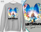 Disneyland Birthday Squad Printed Sweatshirt, Matching Sweaters for Boys Girls, Disney Theme Celebration, Mickey and Friends Family Shirts