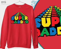 Super Daddio Graphic Sweatshirt Funny Retro Video Game Jumper For Gamer Dad, Cool Daddy Father's Day Gift Sweater For Grandad
