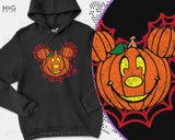 Halloween Spider Web Funny Pumpkin Face Hoodie, M Mouse Jack-O™ Lantern Scary Halloween 2024 Celebration Costume Jumper For Men Women