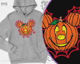 Halloween Spider Web Funny Pumpkin Face Hoodie, M Mouse Jack-O™ Lantern Scary Halloween 2024 Celebration Costume Jumper For Men Women