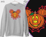 Halloween Celebration 2024 Funny Pumpkin Face Sweatshirt, Spooky Spider Web M Mouse Smiling Costume Top, Cartoon Icons Halloween Gift Tee