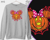 Halloween Celebration 2024 Funny Pumpkin Face Sweatshirt, Spooky Spider Web M Mouse Smiling Costume Top, Cartoon Icons Halloween Gift Tee