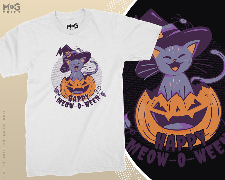 Cat Halloween Unisex T-shirt, Spooky Season Scary Pumpkin Shirt, Cat Lover Cotton T-shirt, Happy Halloween Top, Costume Party Gifts for Him Her