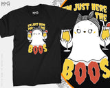 Funny Halloween Ghost T-shirt, I'm Just Here For The Boos, Funny Halloween Joke, Trick or Treat Shirt Halloween Costume Party Unisex Top