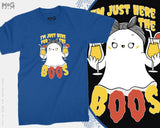 Funny Halloween Ghost T-shirt, I'm Just Here For The Boos, Funny Halloween Joke, Trick or Treat Shirt Halloween Costume Party Unisex Top