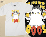 Funny Halloween Ghost T-shirt, I'm Just Here For The Boos, Funny Halloween Joke, Trick or Treat Shirt Halloween Costume Party Unisex Top