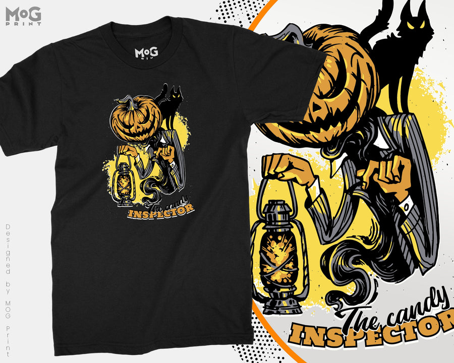 Halloween Evil Pumpkin T-shirt, The Candy Inspector, Halloween 2026, Halloween Gift for Kids Children, Scary Spooky Horror - Unisex Tee