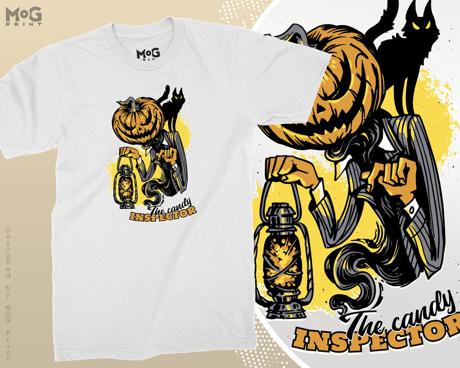 Halloween Evil Pumpkin T-shirt, The Candy Inspector, Halloween 2026, Halloween Gift for Kids Children, Scary Spooky Horror - Unisex Tee