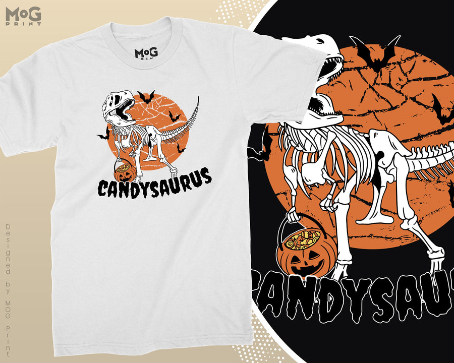 Candysaurus Halloween Shirt, Funny Skeleton Dinosaur T-shirt Halloween Gift 2026, Halloween Scary Horror Outfit, Unisex Costume Tee