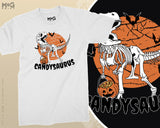 Candysaurus Halloween Shirt, Funny Skeleton Dinosaur T-shirt Halloween Gift 2024, Halloween Scary Horror Outfit, Unisex Costume Tee