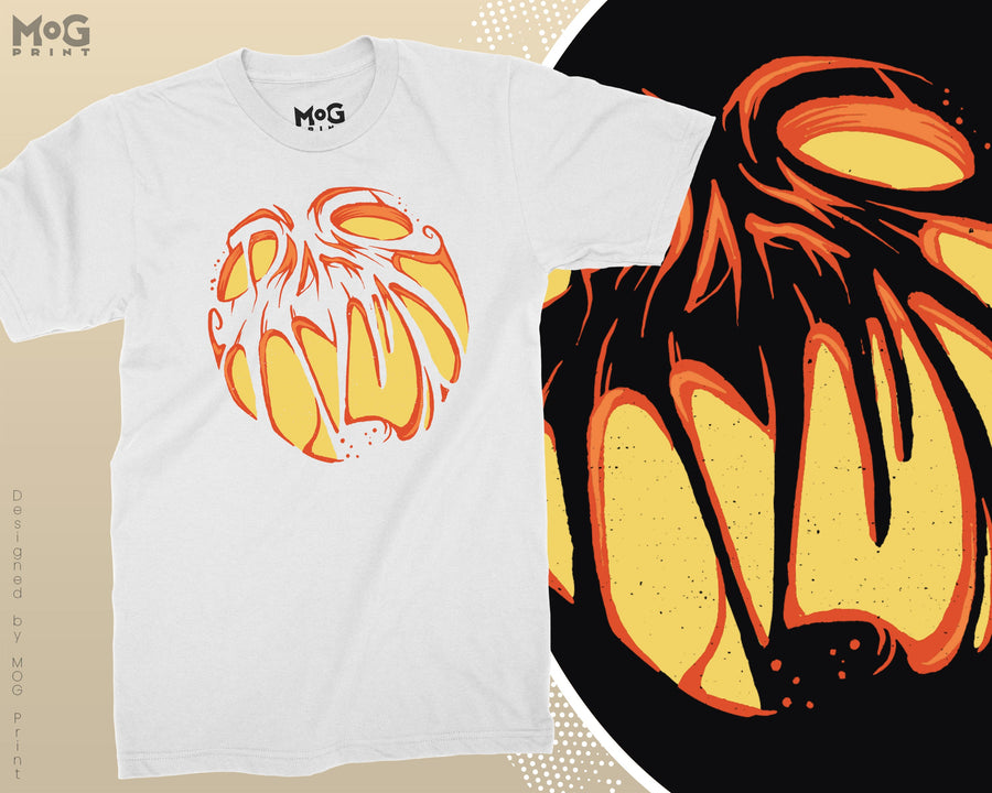 Halloween Pumpkin T-shirt, Spooky Jack-O Lantern Horror Face Vintage Graphic Tee For Men Women, Matching Family Gift Top For Halloween