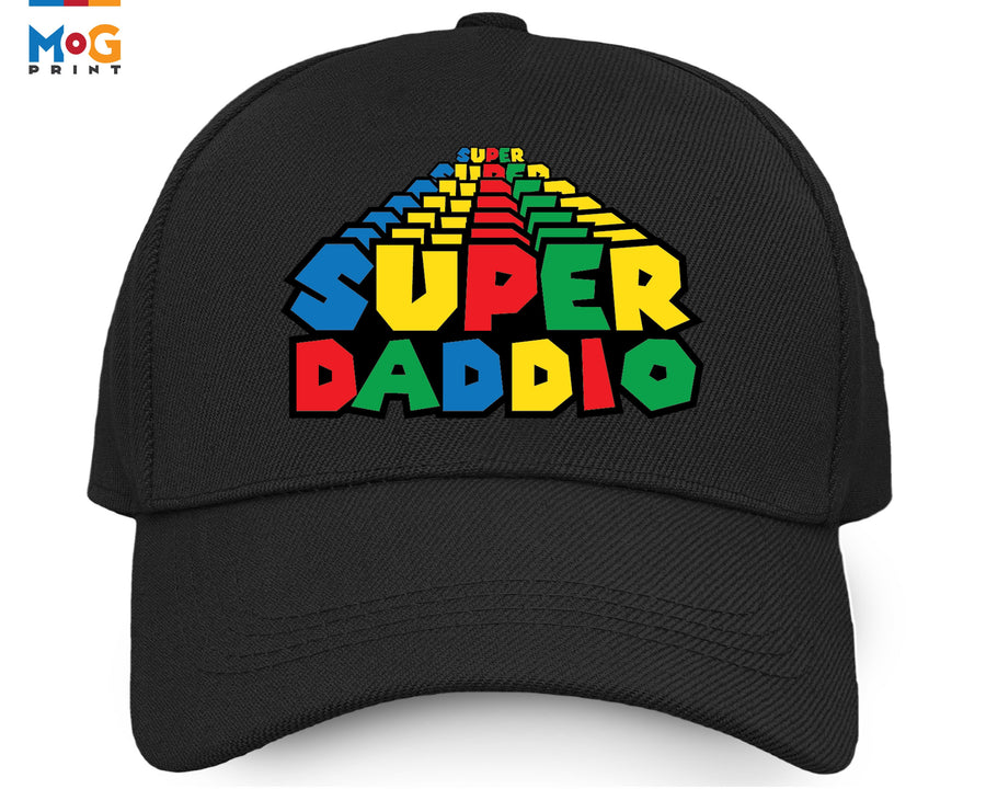 Super Daddio Unisex Adult Cap, New Dad Baseball Hat, Gamer Dad Announcement Father's Day Gift, Family Gaming 100% Cotton Twill Cap