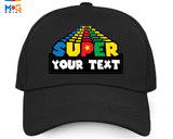 Customised Super Baseball Cap, Retro Costume Cosplay Unisex Adult Cap, Custom Text Party Gamer Cap, Personalised Name Text Trendy Cap