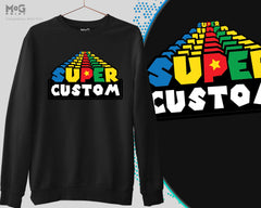 Super Retro Video Game Custom Text Sweatshirt, Console Gaming Fan Dad Father's Day Personalised Thank you Gift For Daddy Grandpa