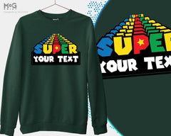 Super Retro Video Game Custom Text Sweatshirt, Console Gaming Fan Dad Father's Day Personalised Thank you Gift For Daddy Grandpa