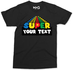 Super Custom Text T-shirt, Mushroom Kingdom Funny Video Game Personalised Tee, Father's Day Thank You Gift Top Idea For Dad Grandpa