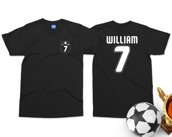 Football Personalised T-shirt Custom Football Shirt with YOUR NAME & NUMBER, Mens Coach Kit, Kids Sports Soccer team