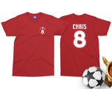 Football Personalised T-shirt Custom Football Shirt with YOUR NAME & NUMBER, Mens Coach Kit, Kids Sports Soccer team