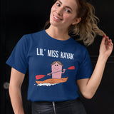 Women's Kayaking T-shirt Funny Lil Miss Kayak Shirt Boat Rowing Water Sport Gift