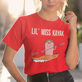 Women's Kayaking T-shirt Funny Lil Miss Kayak Shirt Boat Rowing Water Sport Gift
