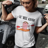 Women's Kayaking T-shirt Funny Lil Miss Kayak Shirt Boat Rowing Water Sport Gift