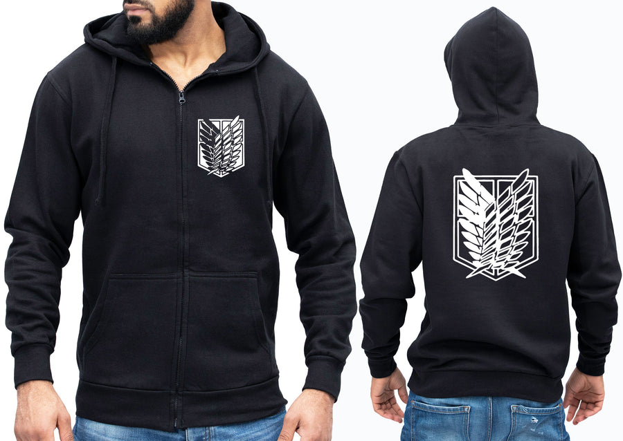 Survey Corps AOT logo Zipped Hoodie Attack on Titan Anime Manga Gift - Unisex Jumper