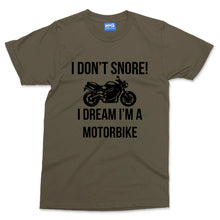 Funny Motorbike T-shirt I don't Snore I Dream Biker Shirt Motorcycle Rider Tee