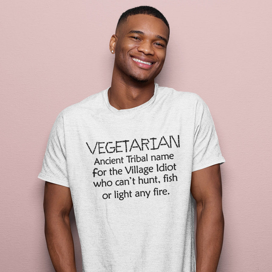 Vegetarian Village Idiot T-shirt Funny Vegan Joke Tee Anti Vegan Top Rude Sarcastic Plants Vegetarian Lifestyle T shirt