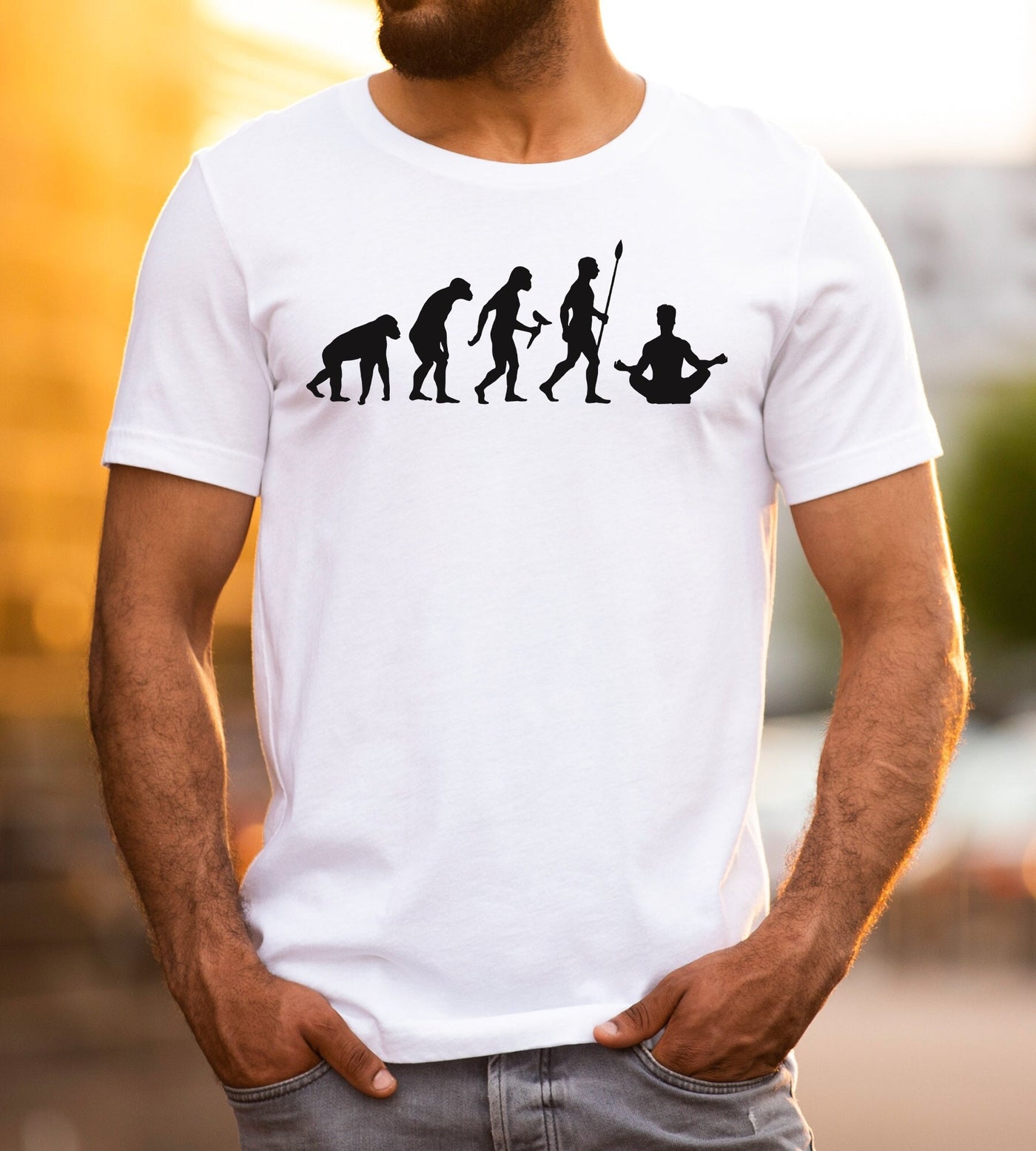 YOGA Evolution T-shirt, Yoga Meditation Shirt, Yoga Gifts, Spiritual Zen Meditation, Yoga Shirt for Men/Women, Unisex Gift