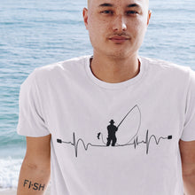 Fishing Heart Beat Pulse T-Shirt Fisherman Gift Angling Angler Catching Fish Fathers Day Daddy Grandad Gift Tee Men's Birthday Shirt
