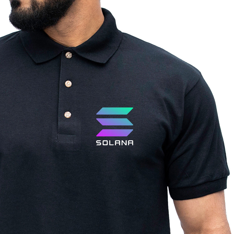 Solana SOL Polo Shirt Crypto Currency Digital Coin Trader Investor Trading Investing ETH BTC Blockchain Platform gift for him her