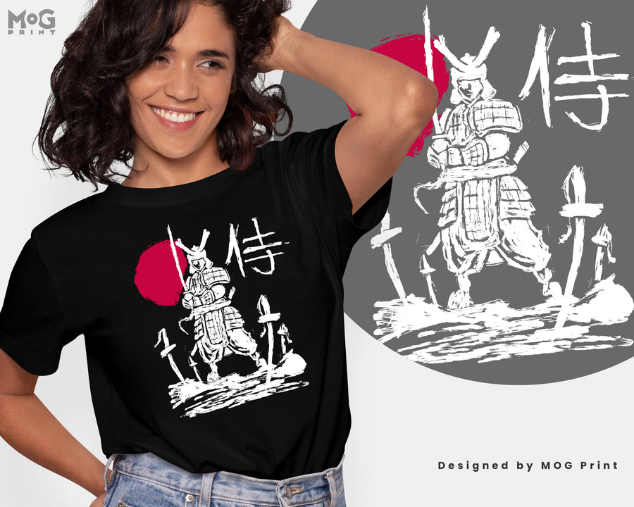 Samurai Paint Sketch Art T-shirt Japan Sun Warrior Vintage Swordsman Fighter Japanese History art Tee, SAMURAI Gifts, Unisex Top