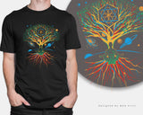 Meditation Zen Tree of Life T-shirt, Mandala Meditating Universe Shirt Yoga Spiritual Psychedelic Buddhist Mystical Cosmic Top Colorful tee