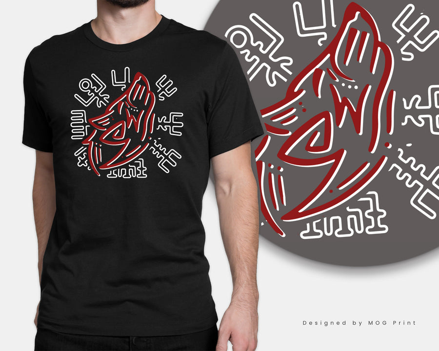 Tribal Viking Wolf T-Shirt - The Nordic Wolf - Mythology - Warriors Ragnar Lothbrok - Bjorn Ironside - Leif Erikson Workout tshirt