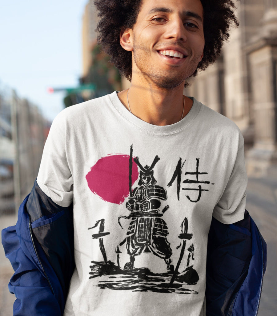 Samurai Paint Sketch Art T-shirt Japan Sun Warrior Vintage Swordsman Fighter Japanese History art Tee, SAMURAI Gifts, Unisex Top