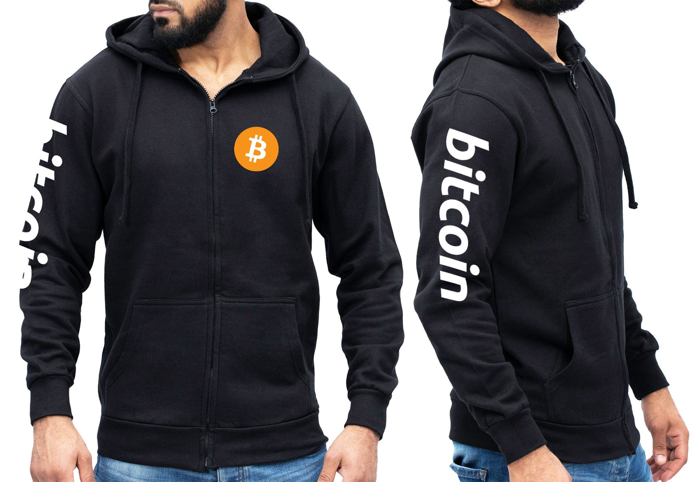 Bitcoin zip hoodie, btc cryptocurrency gift, gift for traders - investors, crypto gifts, bull market hodl, Unisex jumper size s - 2xl