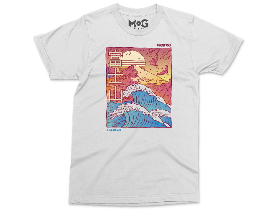 Mount Fuji Kanagawa Wave t-shirt, Full Moon Aesthetic Japanese Hokusai Art Travel tshirt, Unisex Ocean Waves Tokyo Souvenir, Japan Gifts